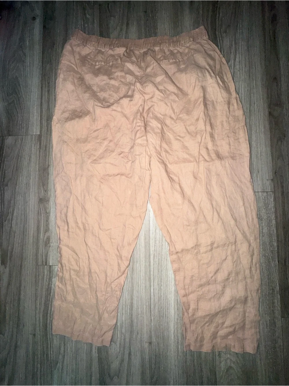 Zara Peach Wide-Leg Linen-Blend Pants